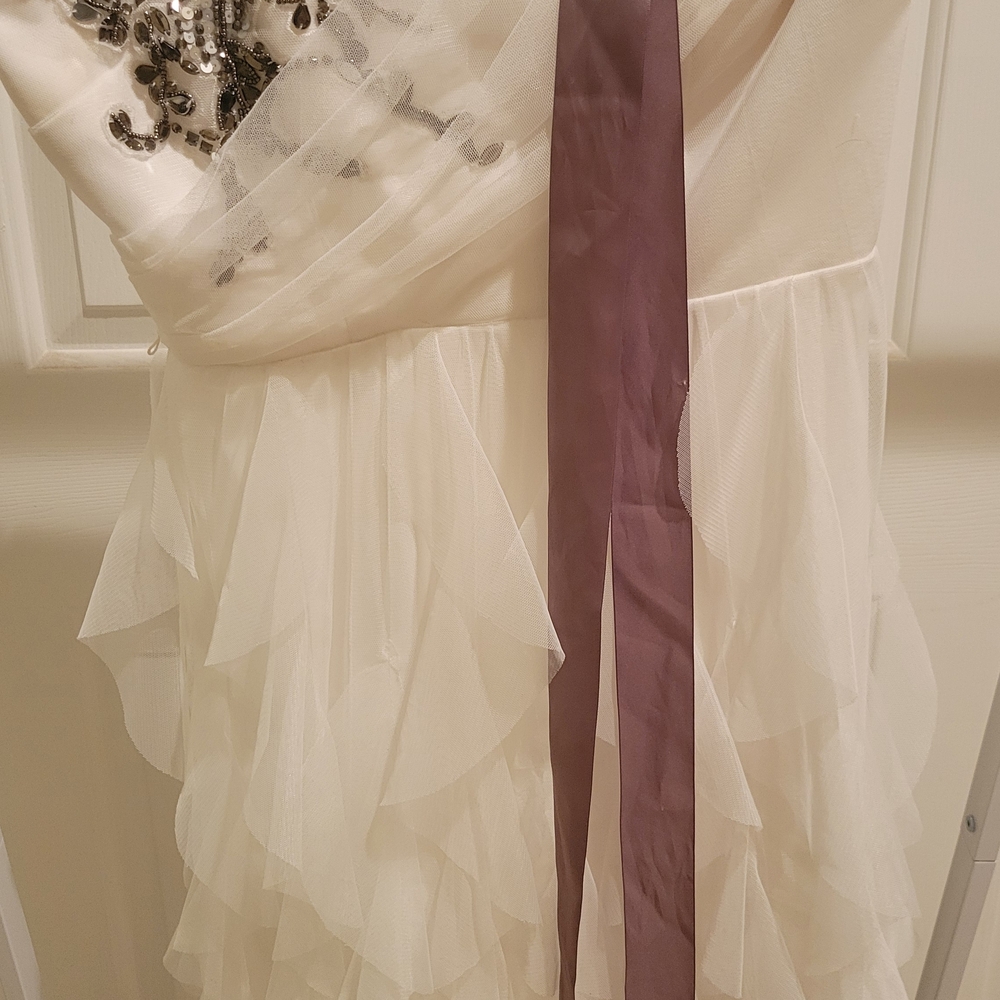 Elegant Cream and Purple Dress with Sequin Detail